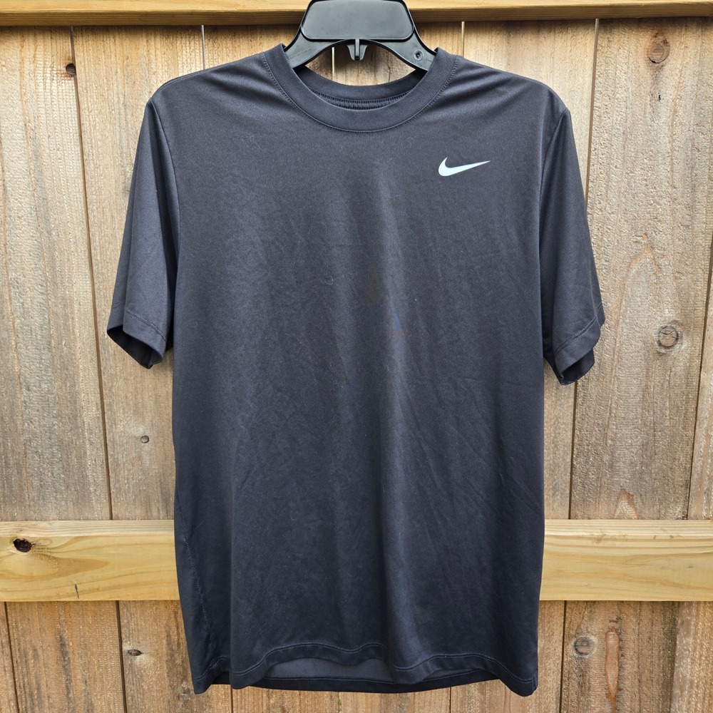 Nike Dri-FIT Mens Short Sleeve Training Shirt Gray Swoosh Logo Size M